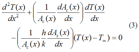 final differential equation for 1 d heat flow through pin fin