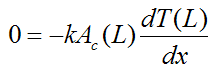 fouriers law boundary condition at fin tip with no heat flow