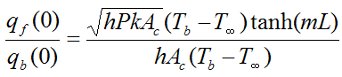 heat rate ratio between fin and no fin