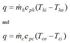 total heat transfer rate for parallel flow heat exchanger