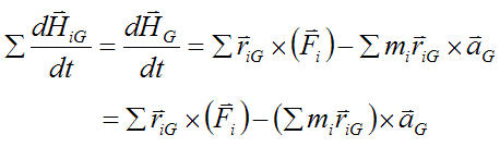 Sum over all the particles mi in the rigid body for angular momentum