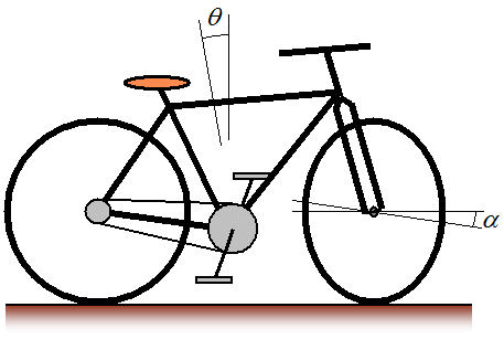 bicycle schematic showing lean and steer angle