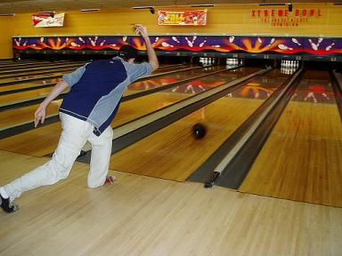 bowler making a shot