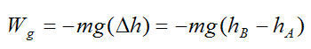 Work done by gravitational force acting on particle for conservation of energy