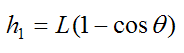 Initial height of center of mass in example problem illustrating conservation of energy