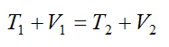 Equation for conservation of energy for example problem