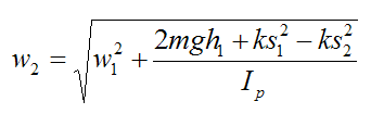 Solving for w2 in example problem using conservation of energy