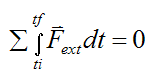 External impulse term is zero for a system of particles for conservation of linear momentum