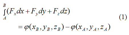 For cons force the total work done on particle from A to B is the difference of some potential func