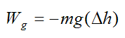 The work done by the conservative force of gravity acting on a rigid body