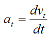 Acceleration component of particle tangent to curve for curvilinear motion