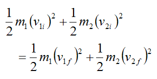 Total kinetic energy before impact is equal to total kinetic energy after impact for elas collision