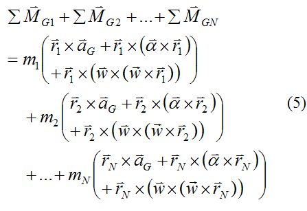 Sum of moments about G over entire rigid body for derivation of Euler equations