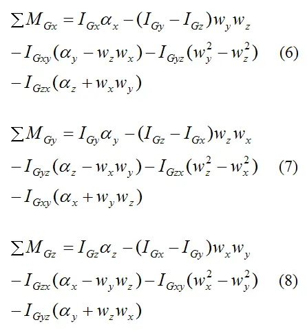 Final moment equations about G over entire rigid body in derivation of Euler equations