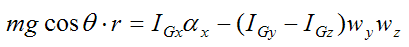 Moment equation about x for Eulers disk 2