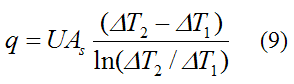 final equation for parallel flow heat exchanger