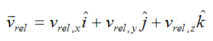 Relative velocity vector for general motion