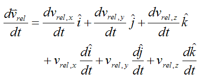 Derivative of relative velocity vector for general motion
