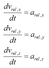 Relative acceleration components for general motion