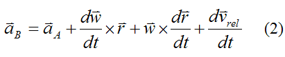 Equation for acceleration of point B on rigid body for general motion if point A is moving