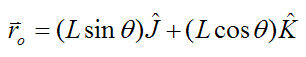 Position vector from point P to point o on gyro top rod