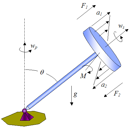 acceleration of gyroscope particles and Newtons second law