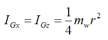 Symmetric moment of inertia of the gyroscope wheel about x z