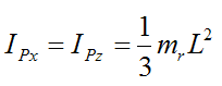 Symmetric moment of inertia of the gyroscope rod about x z