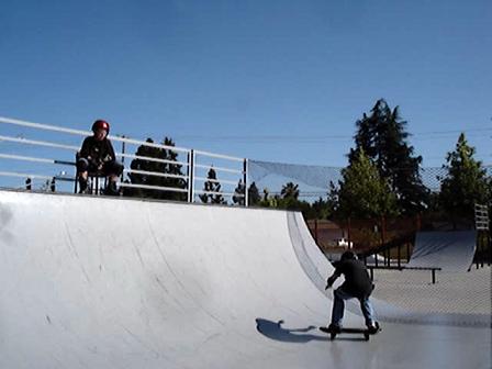 skateboard on half pipe