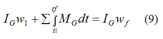 Equation for impulse and angular momentum in xy plane