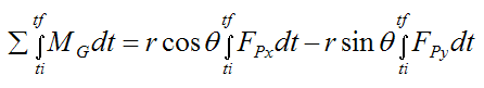 Sum of moments about G for impulse and momentum problem where a ball hits a bump 3