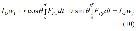 Equation for impulse and angular momentum in xy plane 2