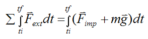 Impulse term for impulse and momentum problem where a ball hits a bump