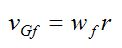 Equation for velocity of G due to ball pivoting about point P immediately after impact