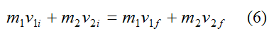 Conservation of linear momentum for head on inelastic collision