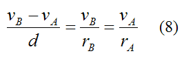 Equations for velocity using similar triangles for instant center case 2