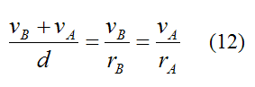 Equations for velocity using similar triangles for instant center case 3
