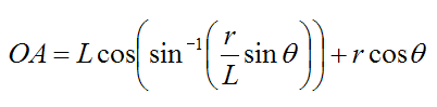 Second equation for distance OA for example crank drive for instant center case 1