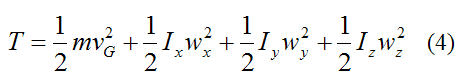 Kinetic energy equation for a rigid body experiencing three dimensional motion