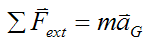 Newtons second law for a system of particles