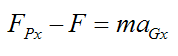 specific force equation in x-direction for billiard ball