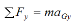 general force equation in y-direction for billiard ball