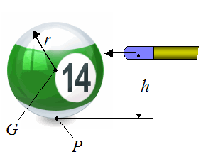 billiard ball and cue