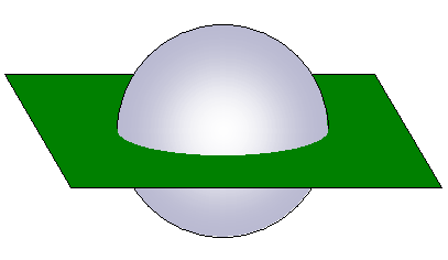 bowling ball cut in half with imaginary cutting plane