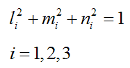 sum of direction cosines squared equals one for xyz in bowling ball