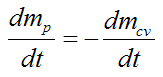 mass rate of particles flowing out of the cv must be the negative of the mass rate decrease in cv