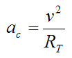 centripetal acceleration of skier as he goes around a turn