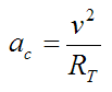 centripetal acceleration of snowboarder as he goes around a turn