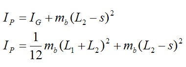 parallel axis theorem for trebuchet beam