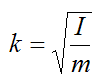 Formula for radius of gyration given I and m